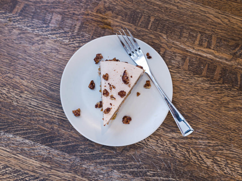 slice of cake with nuts